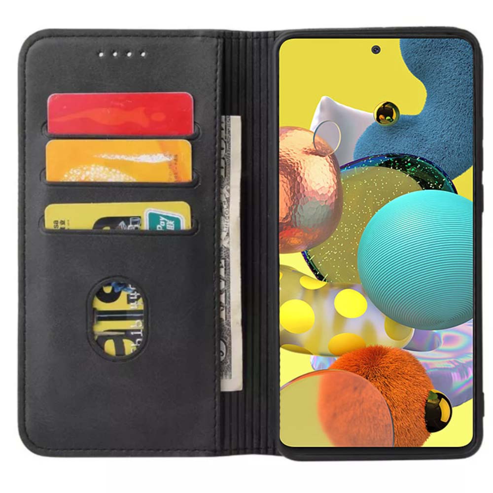 Samsung Galaxy A51 5G kunstleren hoesje
  met magnetische sluiting en pashouders book case - Zwart