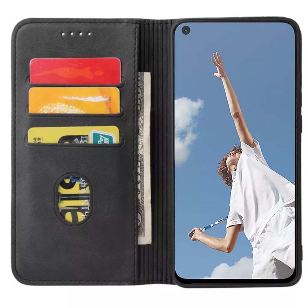Oppo A52 kunstleren hoesje met
  magnetische sluiting en pashouders book case - zwart