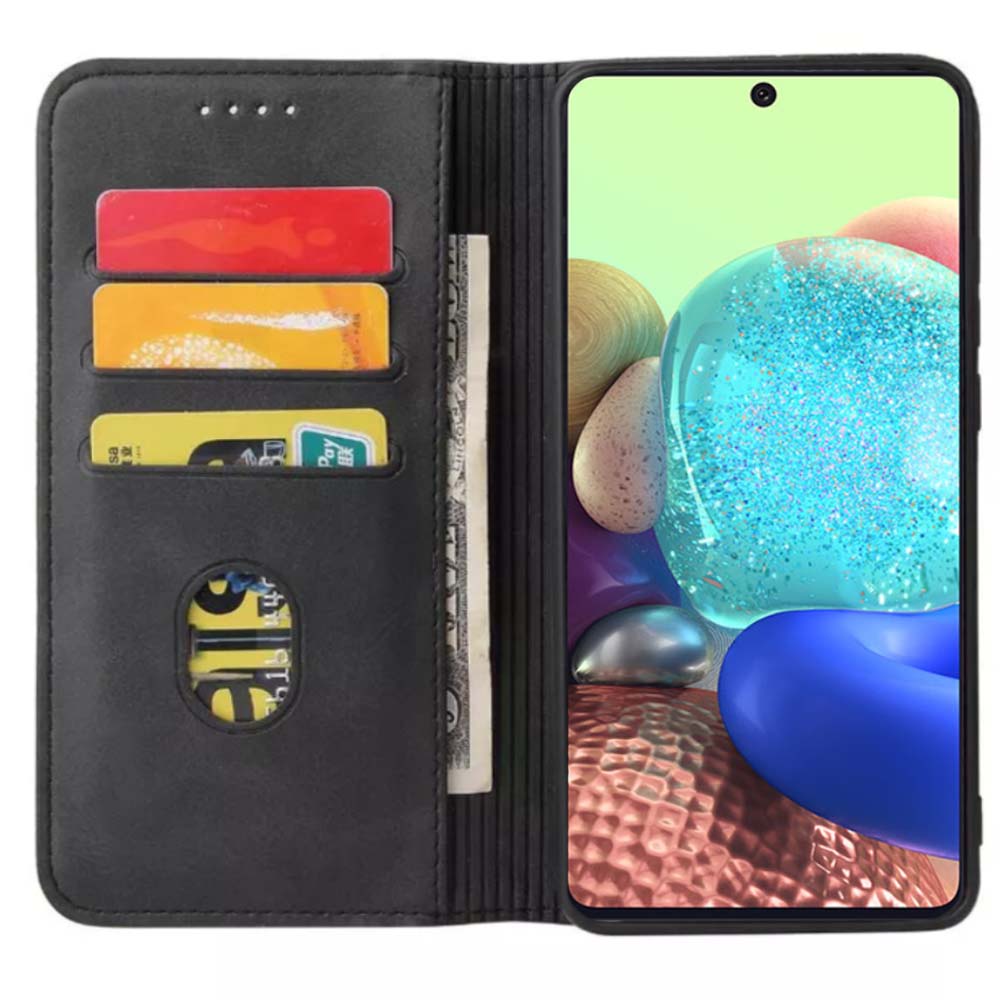 Samsung Galaxy A71 5G kunstleren hoesje
  met magnetische sluiting en pashouders book case - Zwart