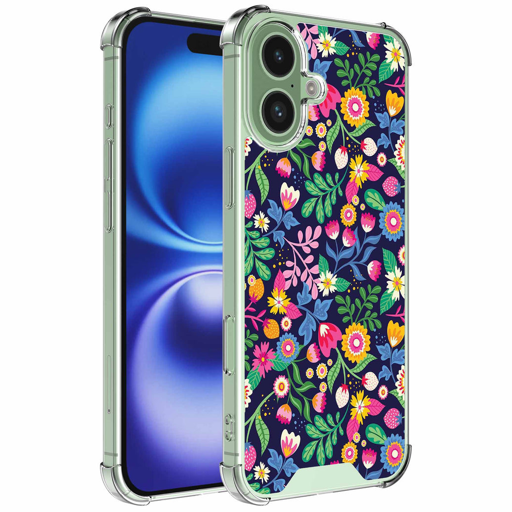 Geschikt voor iPhone 16 Telefoonhoesje
  met Bloemen opdruk - Draadloos op te laden - Shockproof Siliconen TPU Strong
  Case - Sterk Schokbestendig Telefoonhoesje