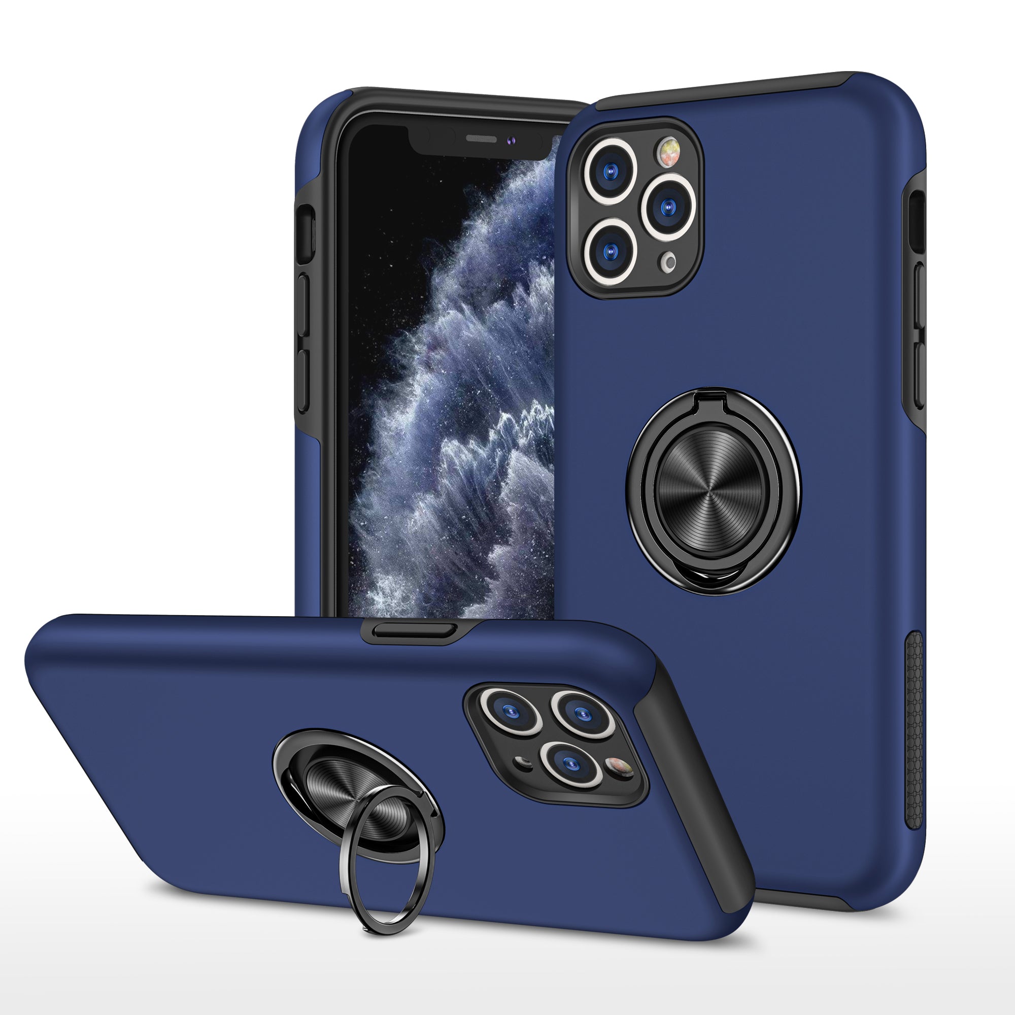 iPhone 11 Pro  Hoesje Met Magneet voor Autohouder en Ring Houder - Blauw