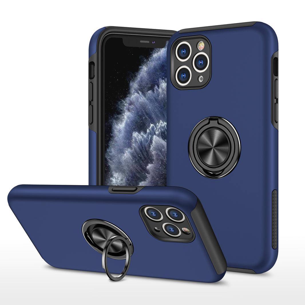 iPhone 11 Pro  Hoesje Met Magneet voor Autohouder en Ring Houder - Blauw