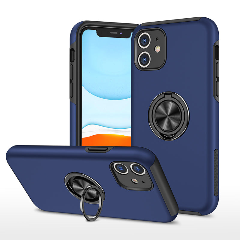 iPhone  11 Hoesje Met Magneet voor Autohouder en Ring Houder - Blauw