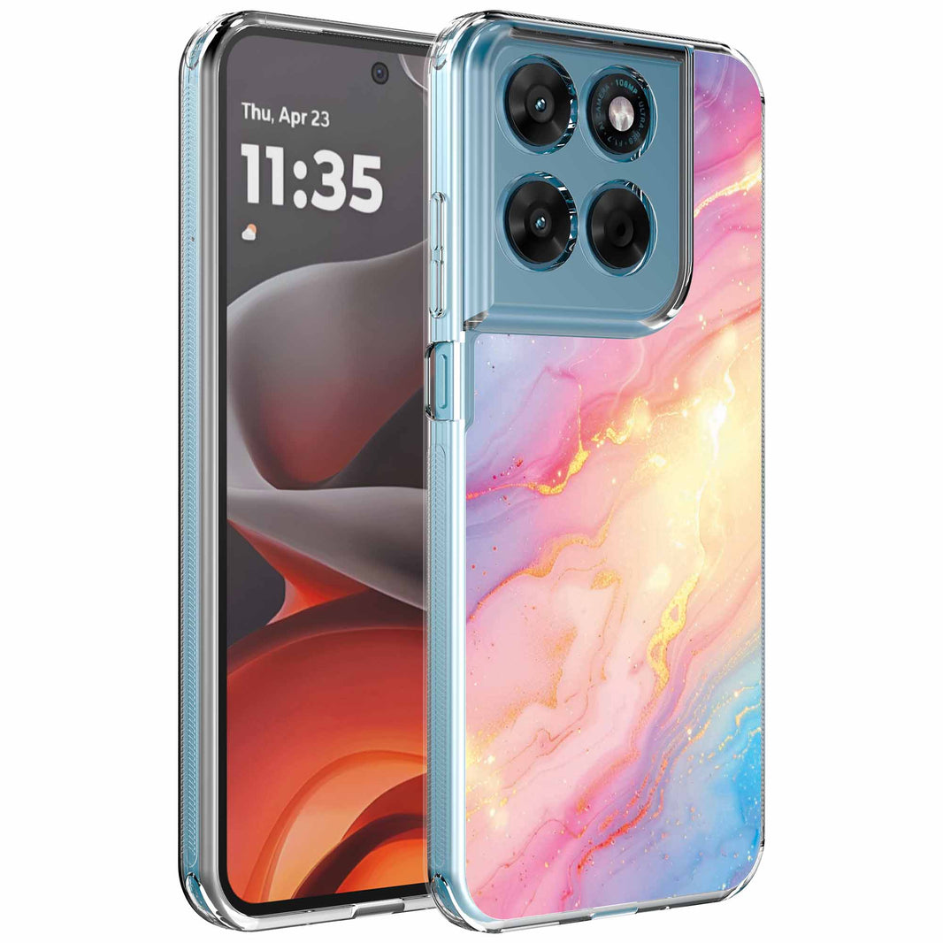 Geschikt voor Motorola Moto G15
  Telefoonhoesje met Glitter Marmer opdruk - Draadloos op te laden - Shockproof
  Siliconen TPU Strong Case - Sterk Schokbestendig Telefoonhoesje