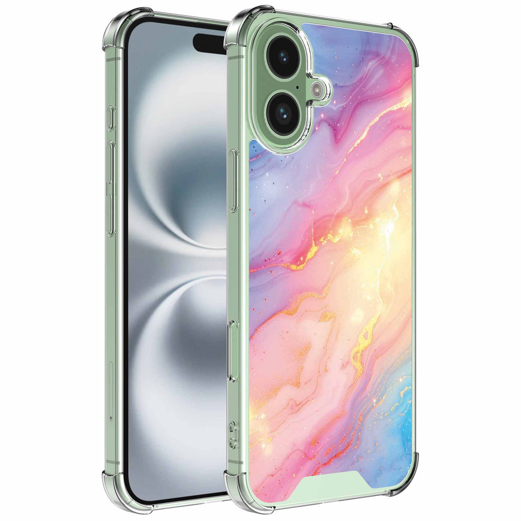 Geschikt voor iPhone 16 Plus
  Telefoonhoesje met Glitter Marmer opdruk - Draadloos op te laden - Shockproof
  Siliconen TPU Strong Case - Sterk Schokbestendig Telefoonhoesje
