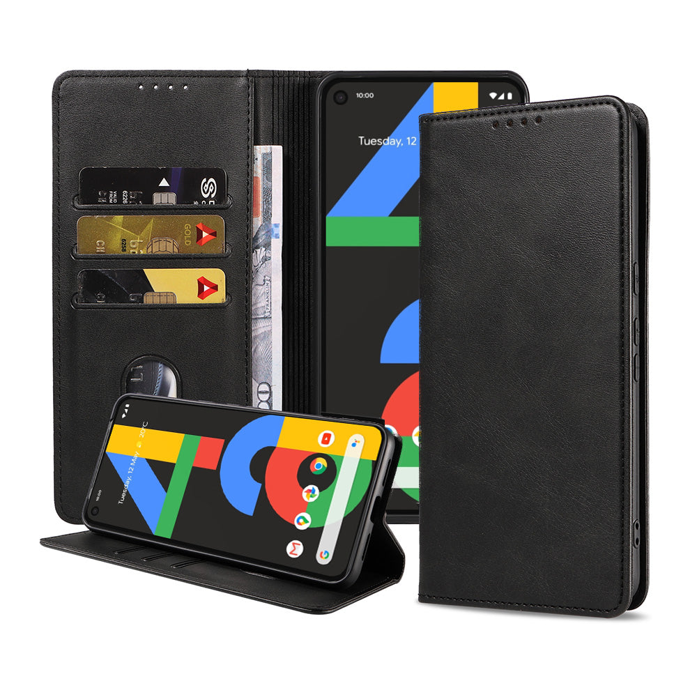 Telefoonhoesje geschikt voor
  Google Pixel 4A kunstleren hoesje met magnetische sluiting en pashouders book
  case - Zwart