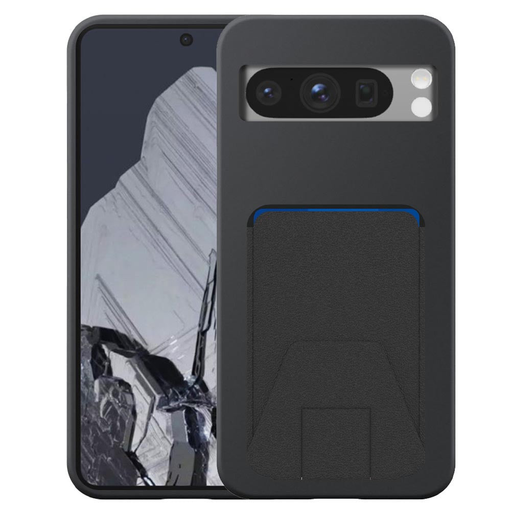 Geschikt voor Google Pixel 8 Pro
  Telefoonhoesje met Verstelbare Leren Pasjeshouder - Flexible Back Cover Case
  Siliconen TPU with Adjustable Leather Cardslot - Zwart - Smartphonica