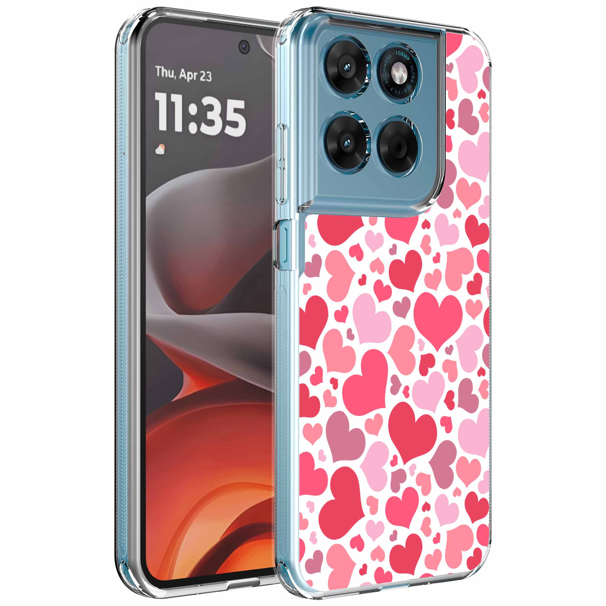 Geschikt voor Motorola Moto G15
  Telefoonhoesje met Hartjes opdruk - Draadloos op te laden - Shockproof
  Siliconen TPU Strong Case - Sterk Schokbestendig Telefoonhoesje