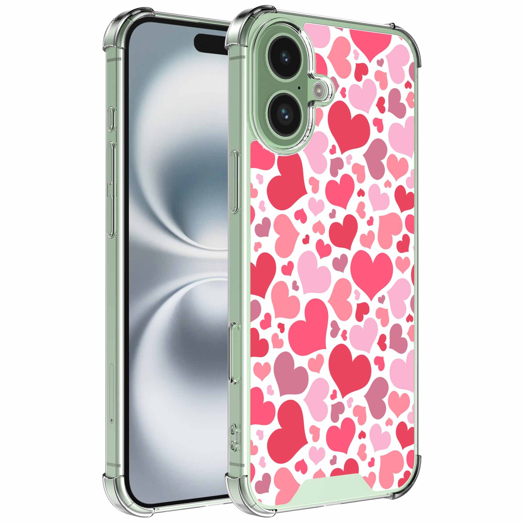 Geschikt voor iPhone 16 Plus
  Telefoonhoesje met Hartjes opdruk - Draadloos op te laden - Shockproof
  Siliconen TPU Strong Case - Sterk Schokbestendig Telefoonhoesje