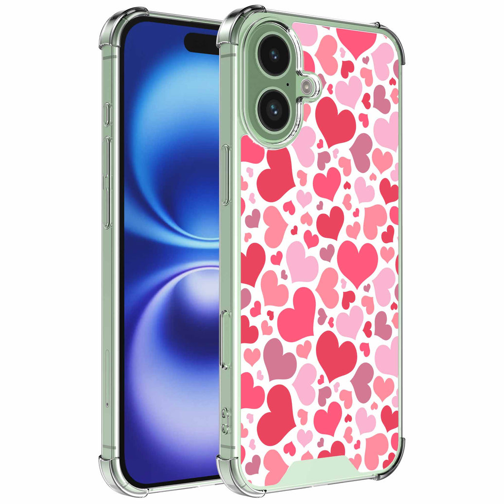 Geschikt voor iPhone 16 Telefoonhoesje
  met Hartjes opdruk - Draadloos op te laden - Shockproof Siliconen TPU Strong
  Case - Sterk Schokbestendig Telefoonhoesje