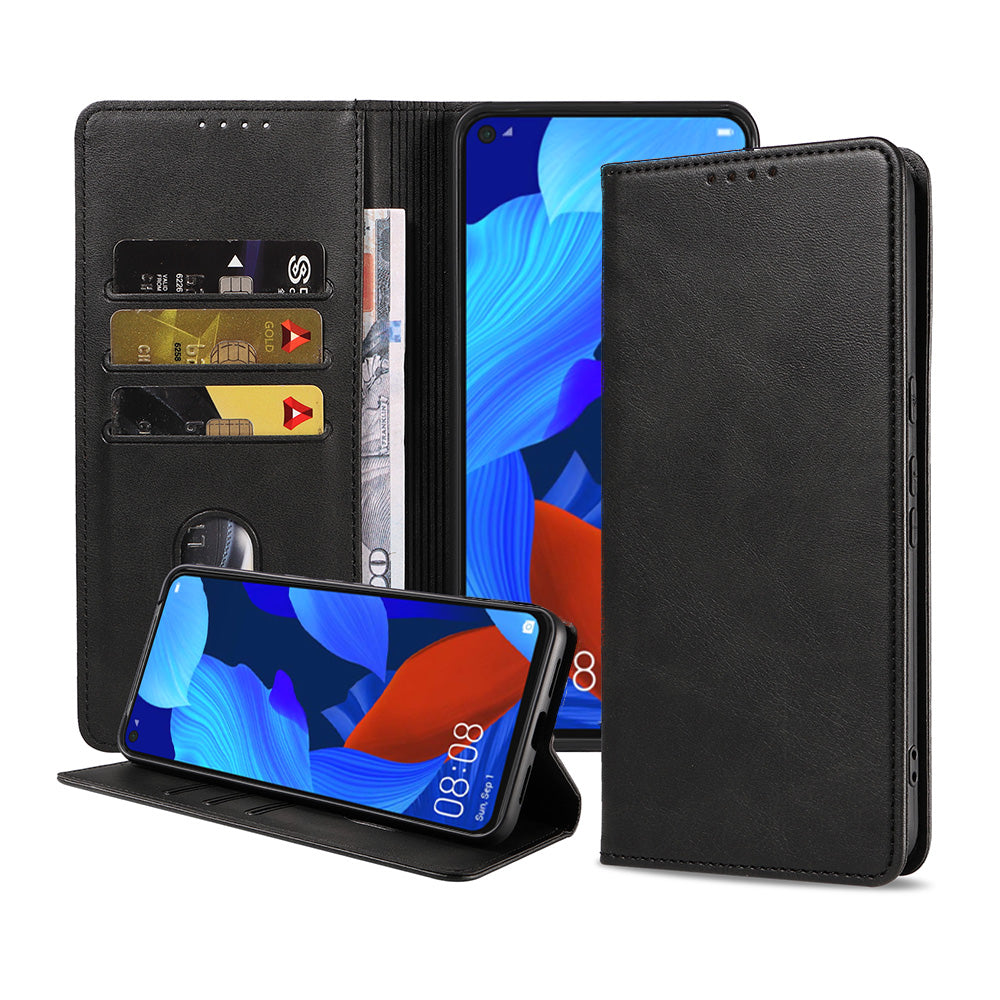 Telefoonhoesje geschikt voor Huawei Nova
  5T kunstleren Hoesje met Magnetische sluiting en Pasjeshouders Book Case met
  Klepje - Zwart