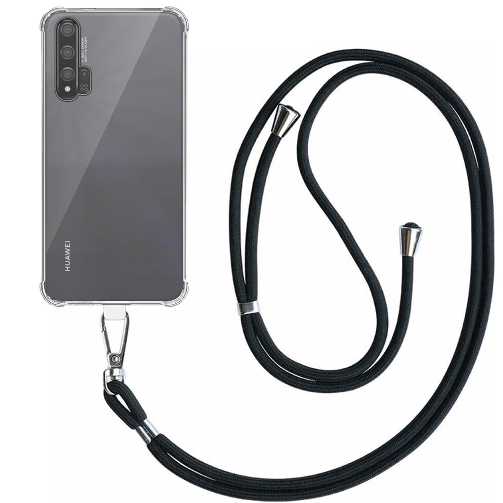 Telefoonhoesje Geschikt voor Huawei Nova
  5T Transparant Schokbestendig met Afneembaar Universeel Telefoonkoord -
  Backcover Case Siliconen ShockProof with Lanyard