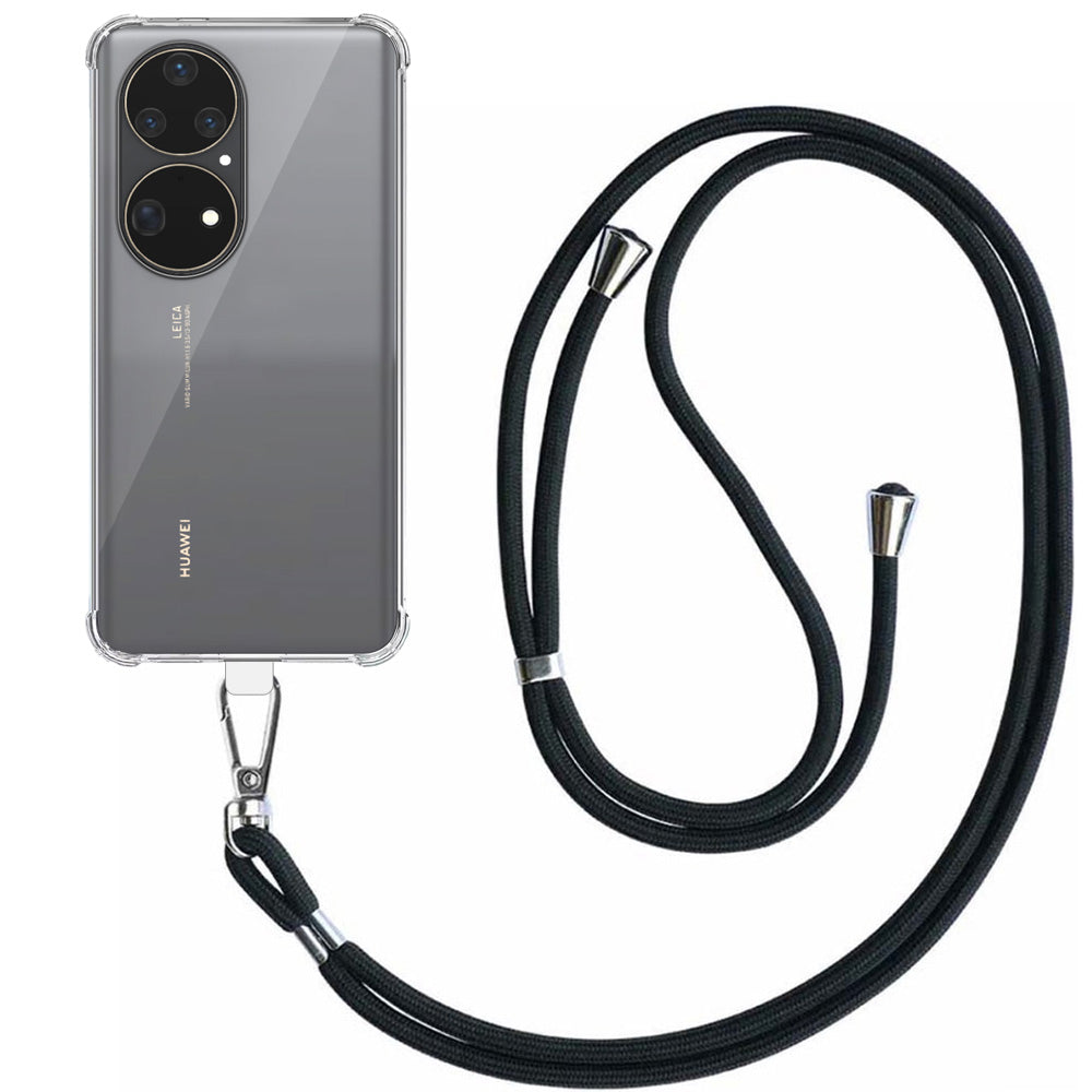 Telefoonhoesje Geschikt voor Huawei P50
  Transparant Schokbestendig met Afneembaar Universeel Telefoonkoord -
  Backcover Case Siliconen ShockProof with Lanyard