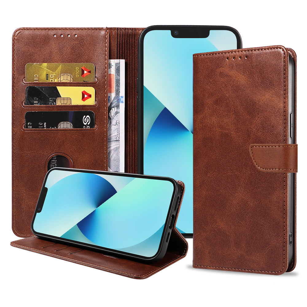 Geschikt voor iPhone 13 Telefoonhoesje
  Kunstleer met Magnetisch lipje en Pasjeshouder Book Case met Klepje -
  Donkerbruin - Smartphonica