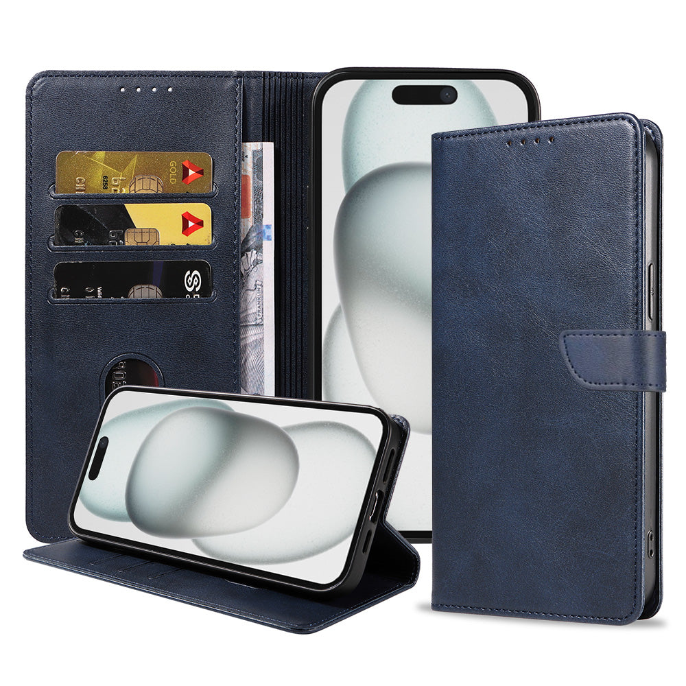Geschikt voor iPhone 15 Plus
  Telefoonhoesje Kunstleer met Magnetisch lipje en Pasjeshouder Book Case met
  Klepje - Blauw - Smartphonica
