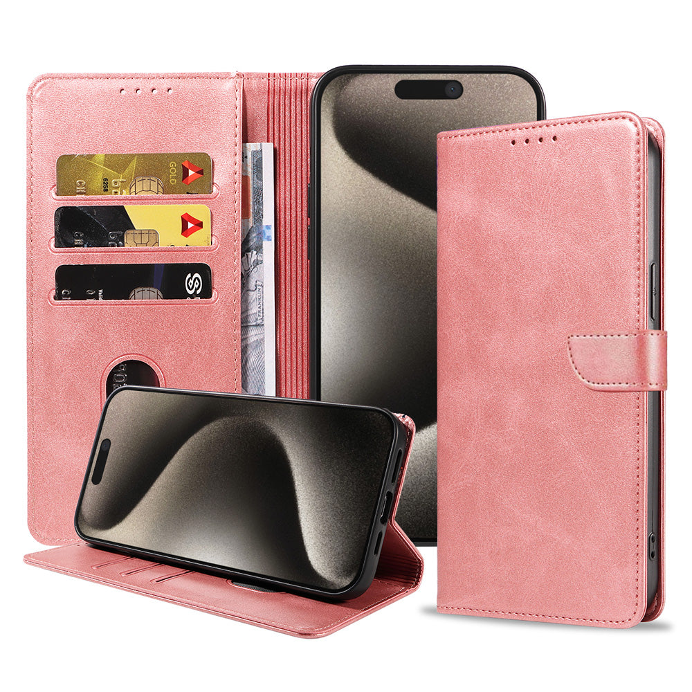 Geschikt voor iPhone 15 Pro Max
  Telefoonhoesje Kunstleer met Magnetisch lipje en Pasjeshouder Book Case met
  Klepje - Roze - Smartphonica