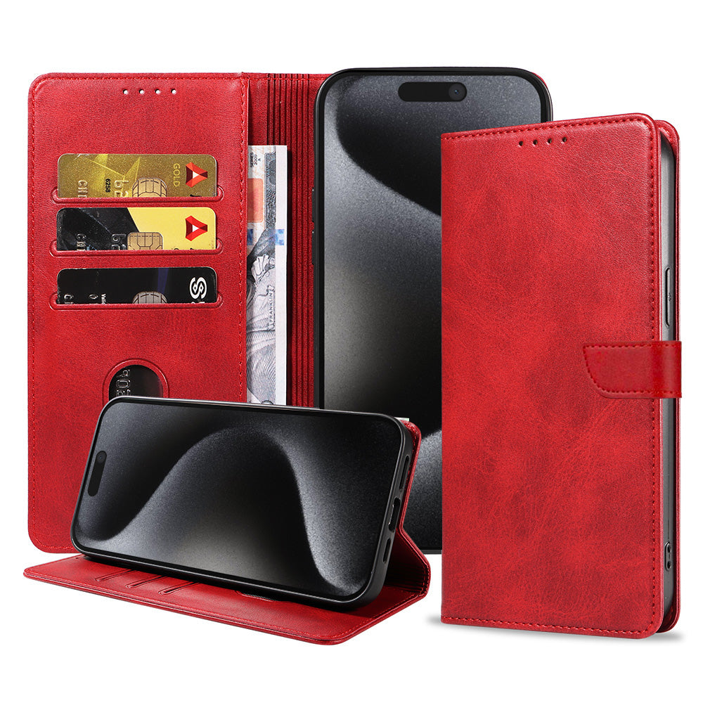 Geschikt voor iPhone 15 Pro
  Telefoonhoesje Kunstleer met Magnetisch lipje en Pasjeshouder Book Case met
  Klepje - Rood - Smartphonica