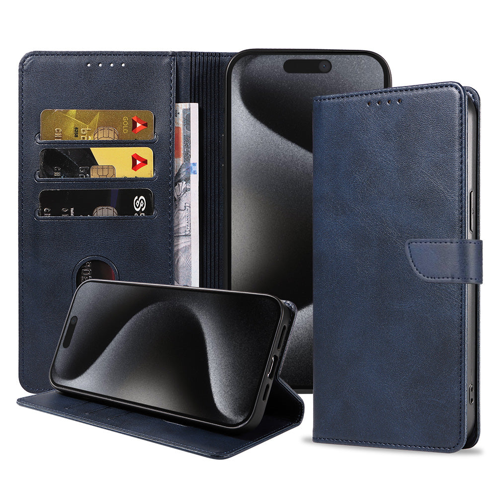 Geschikt voor iPhone 15 Pro
  Telefoonhoesje Kunstleer met Magnetisch lipje en Pasjeshouder Book Case met
  Klepje - Blauw - Smartphonica