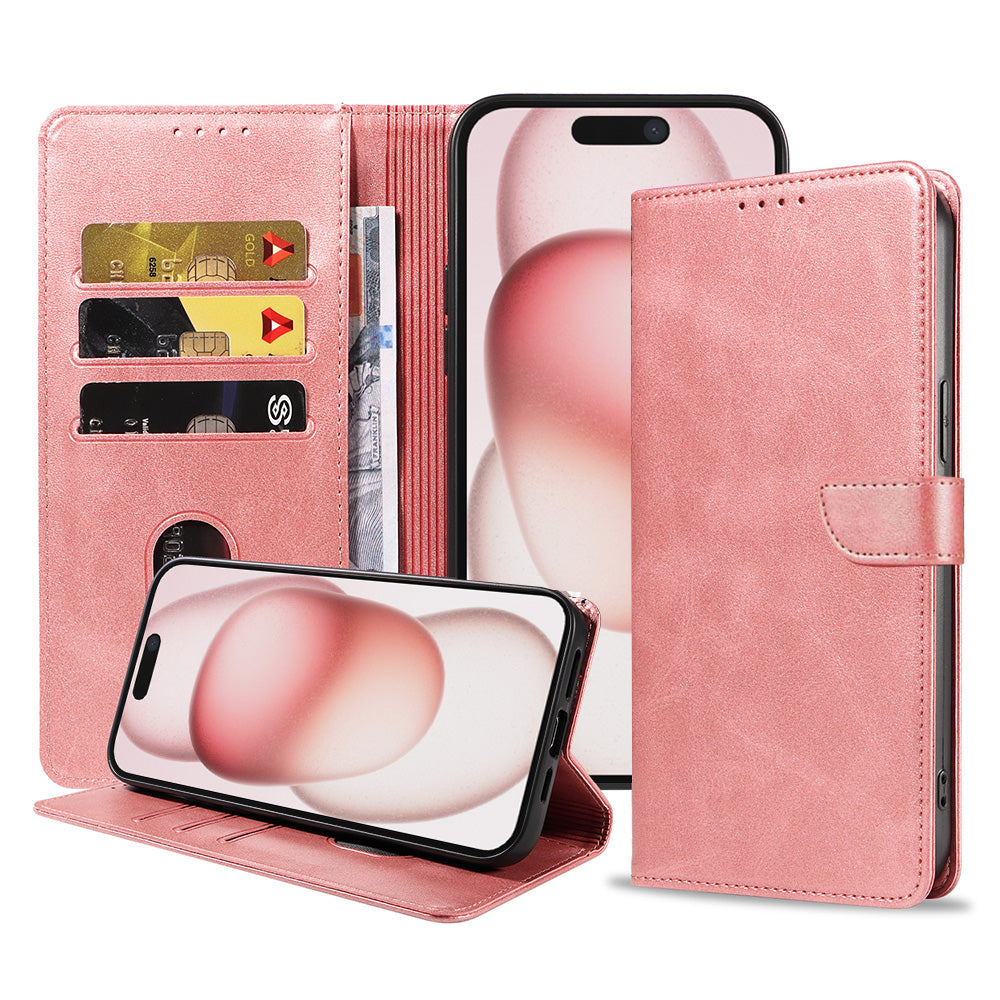 Geschikt voor iPhone
  15 Telefoonhoesje Kunstleer met Magnetisch lipje en Pasjeshouder Book Case
  met Klepje - Roze - Smartphonica