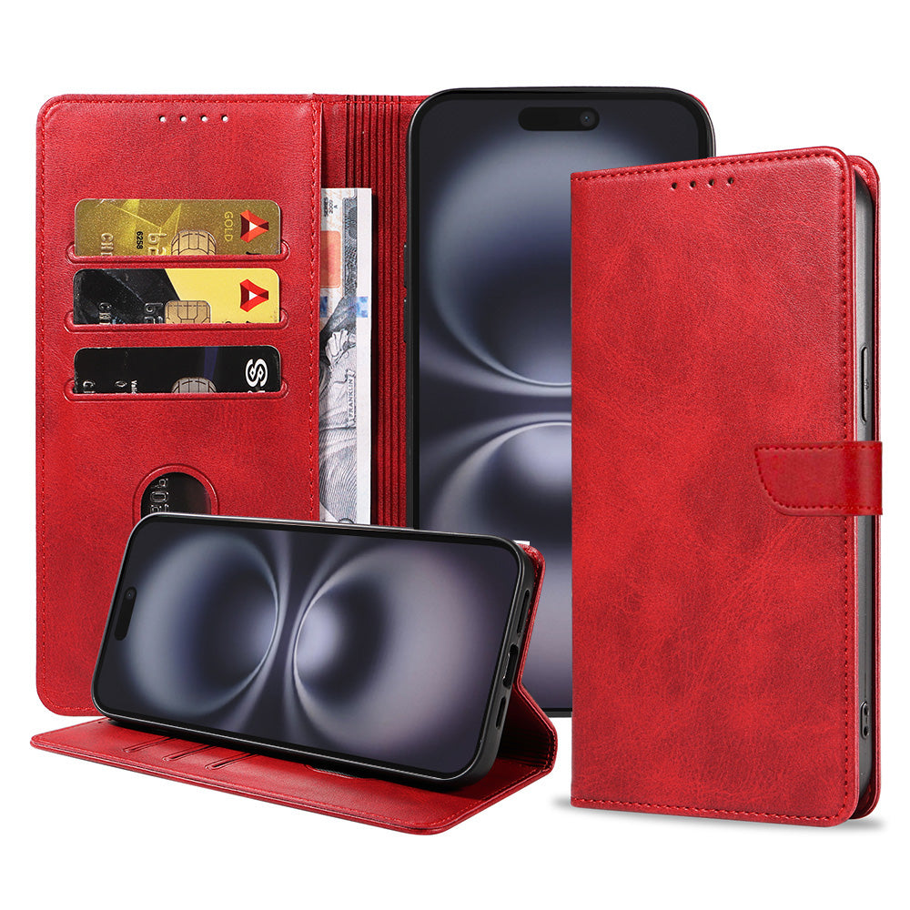 Geschikt voor iPhone 16 Plus
  Telefoonhoesje Kunstleer met Magnetisch lipje en Pasjeshouder Book Case met
  Klepje - Rood - Smartphonica