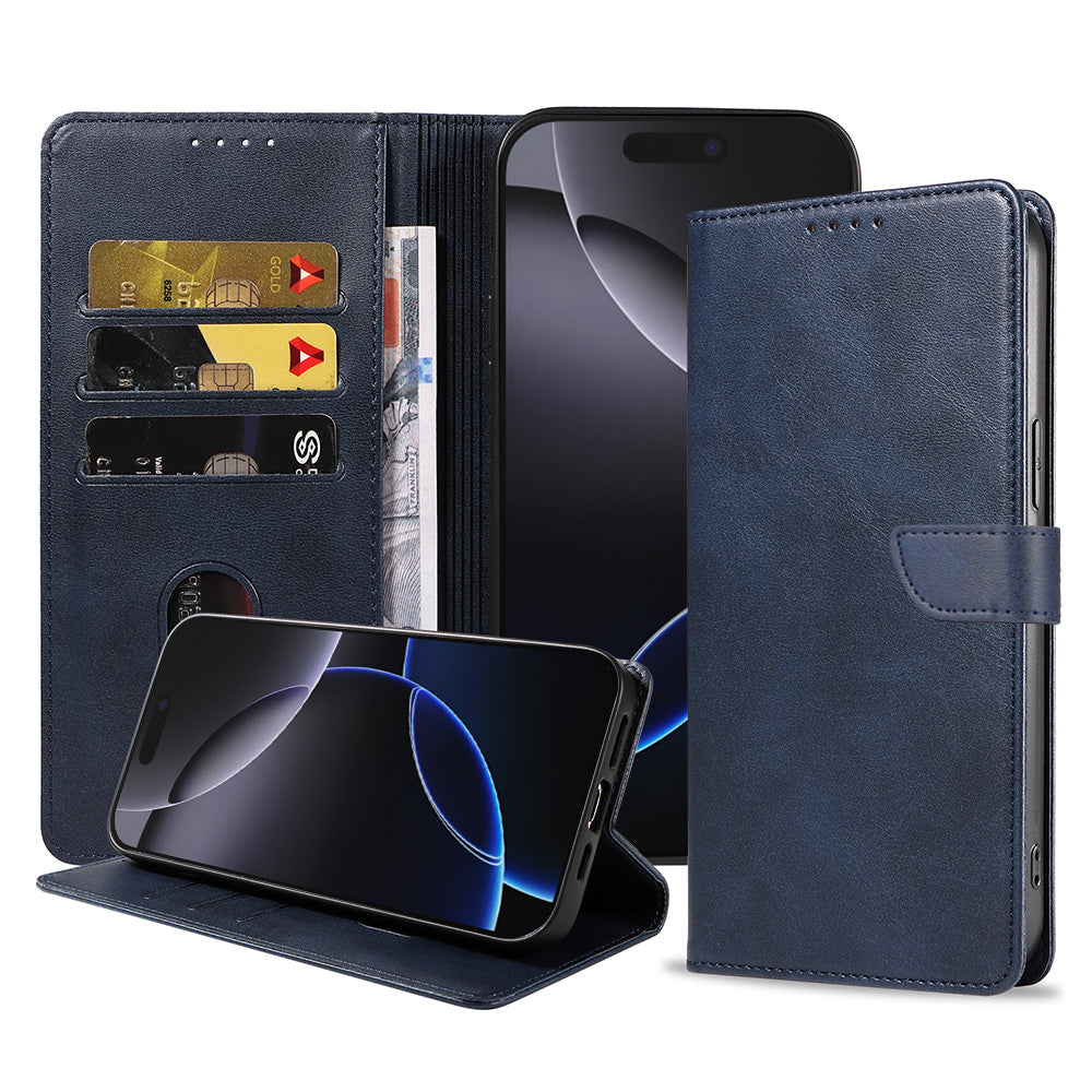 Geschikt voor iPhone 16 Pro
  Telefoonhoesje Kunstleer met Magnetisch lipje en Pasjeshouder Book Case met
  Klepje - Blauw - Smartphonica