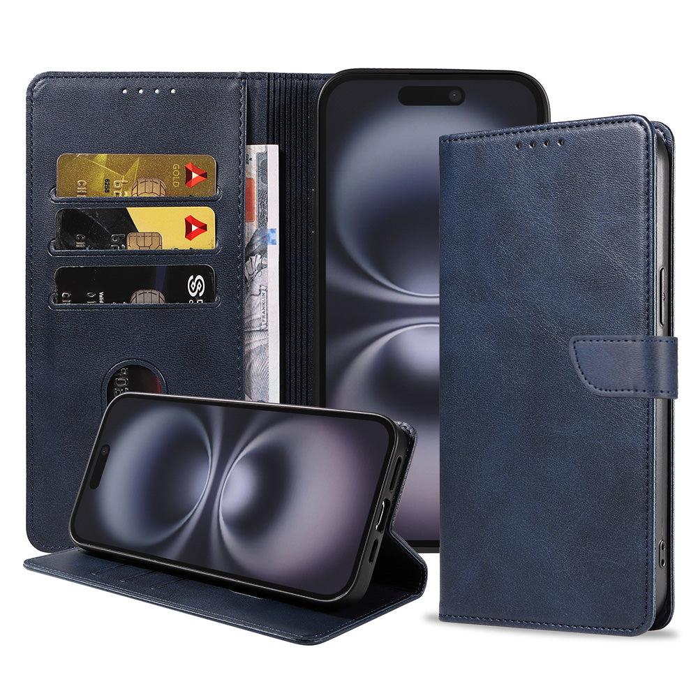Geschikt voor iPhone 16 Telefoonhoesje
  Kunstleer met Magnetisch lipje en Pasjeshouder Book Case met Klepje - Blauw -
  Smartphonica