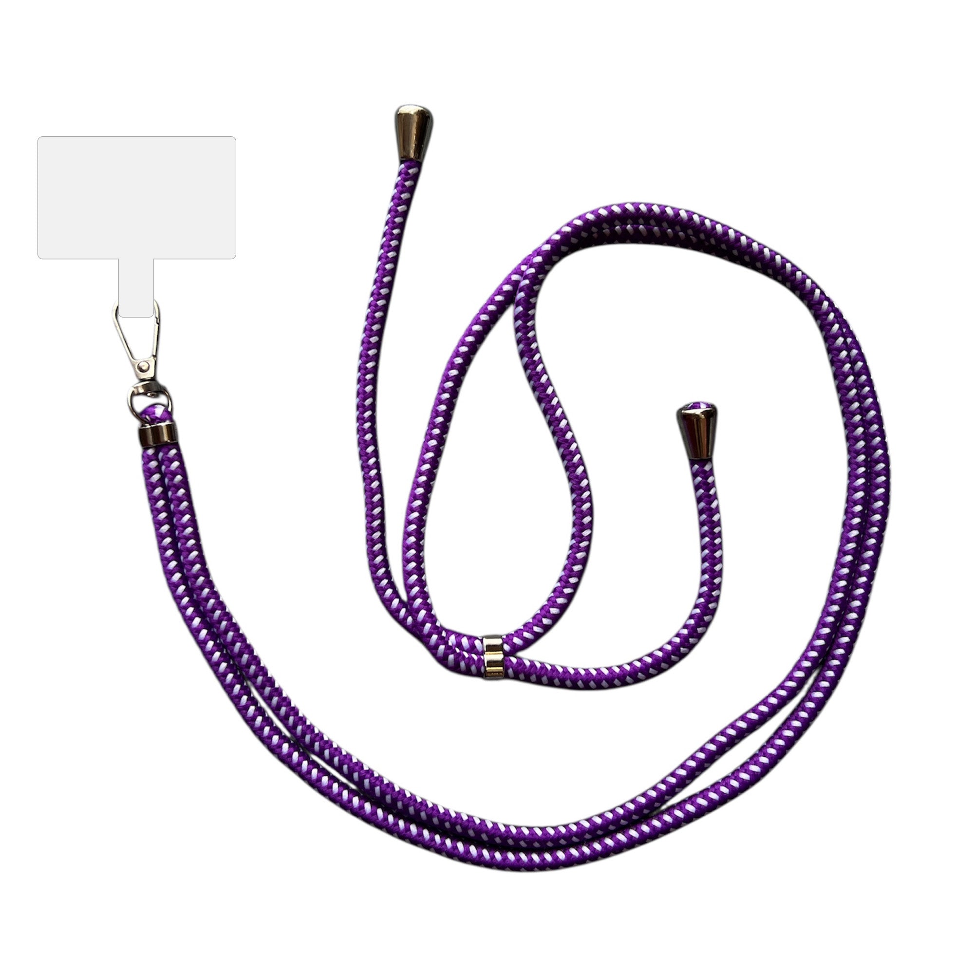 Smartphonica Telefoonkoord Universeel -
  verstelbaar afneembaar koord voor mobiele telefoon - 150 CM - Telefoonketting
  Paars Wit