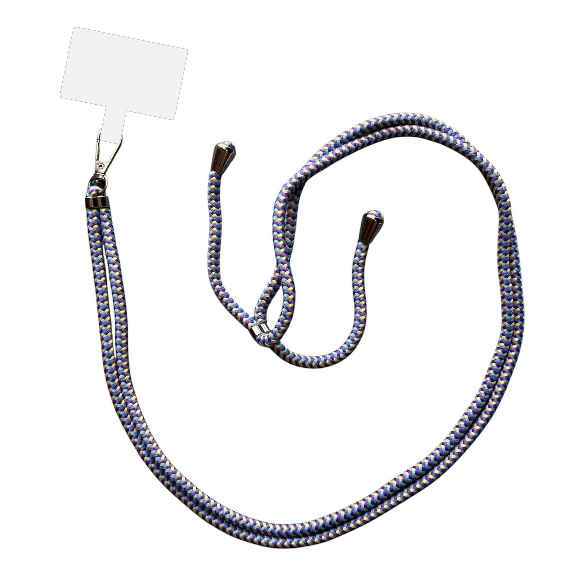 Smartphonica Telefoonkoord Universeel -
  verstelbaar afneembaar koord voor mobiele telefoon - 150 CM - Telefoonketting
  Paars Geel Blauw