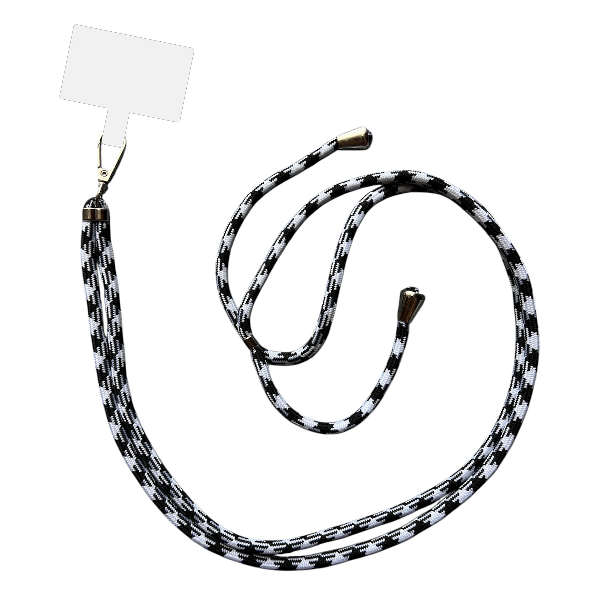 Smartphonica Telefoonkoord Universeel -
  verstelbaar afneembaar koord voor mobiele telefoon - 150 CM - Telefoonketting
  Zwart Wit