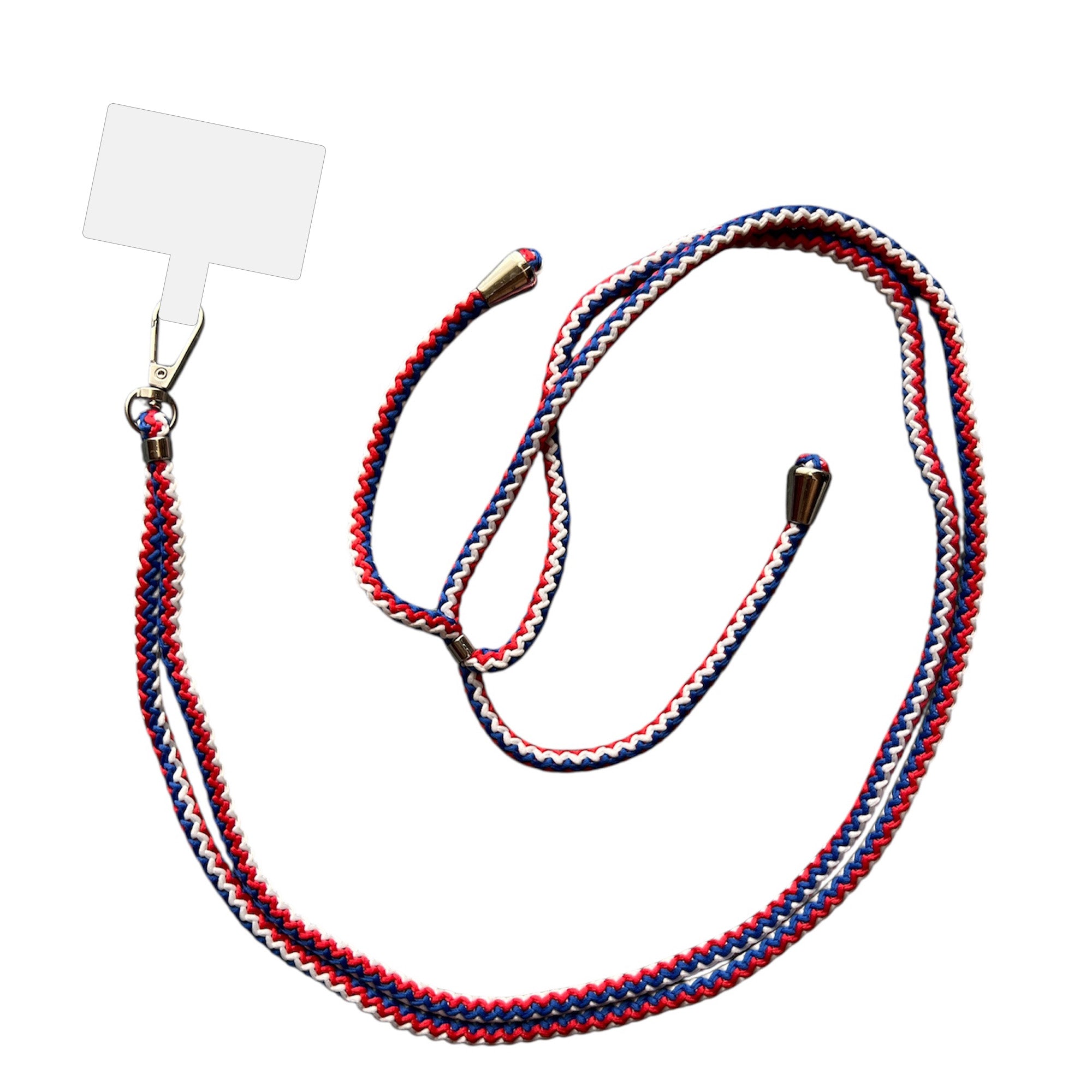 Smartphonica Telefoonkoord Universeel -
  verstelbaar afneembaar koord voor mobiele telefoon - 150 CM - Telefoonketting
  Rood Wit Blauw