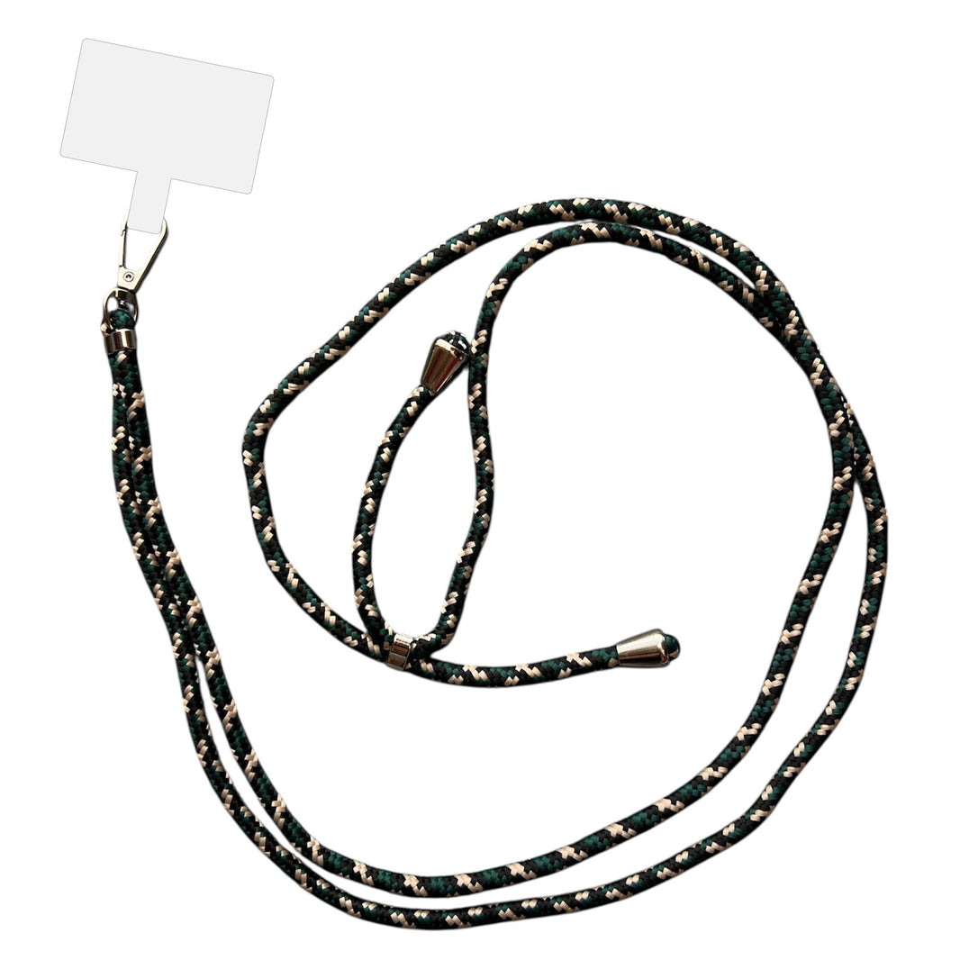 Smartphonica Telefoonkoord Universeel -
  verstelbaar afneembaar koord voor mobiele telefoon - 150 CM - Telefoonketting
  Zwart Groen Wit