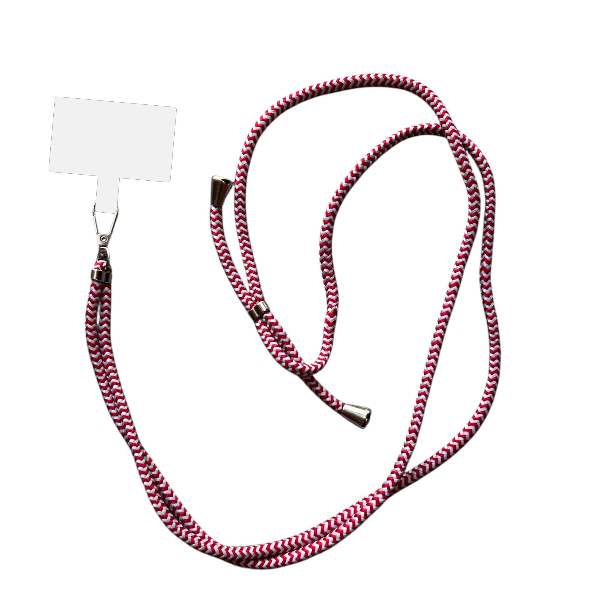 Smartphonica Telefoonkoord Universeel -
  verstelbaar afneembaar koord voor mobiele telefoon - 150 CM - Telefoonketting
  Rood Wit