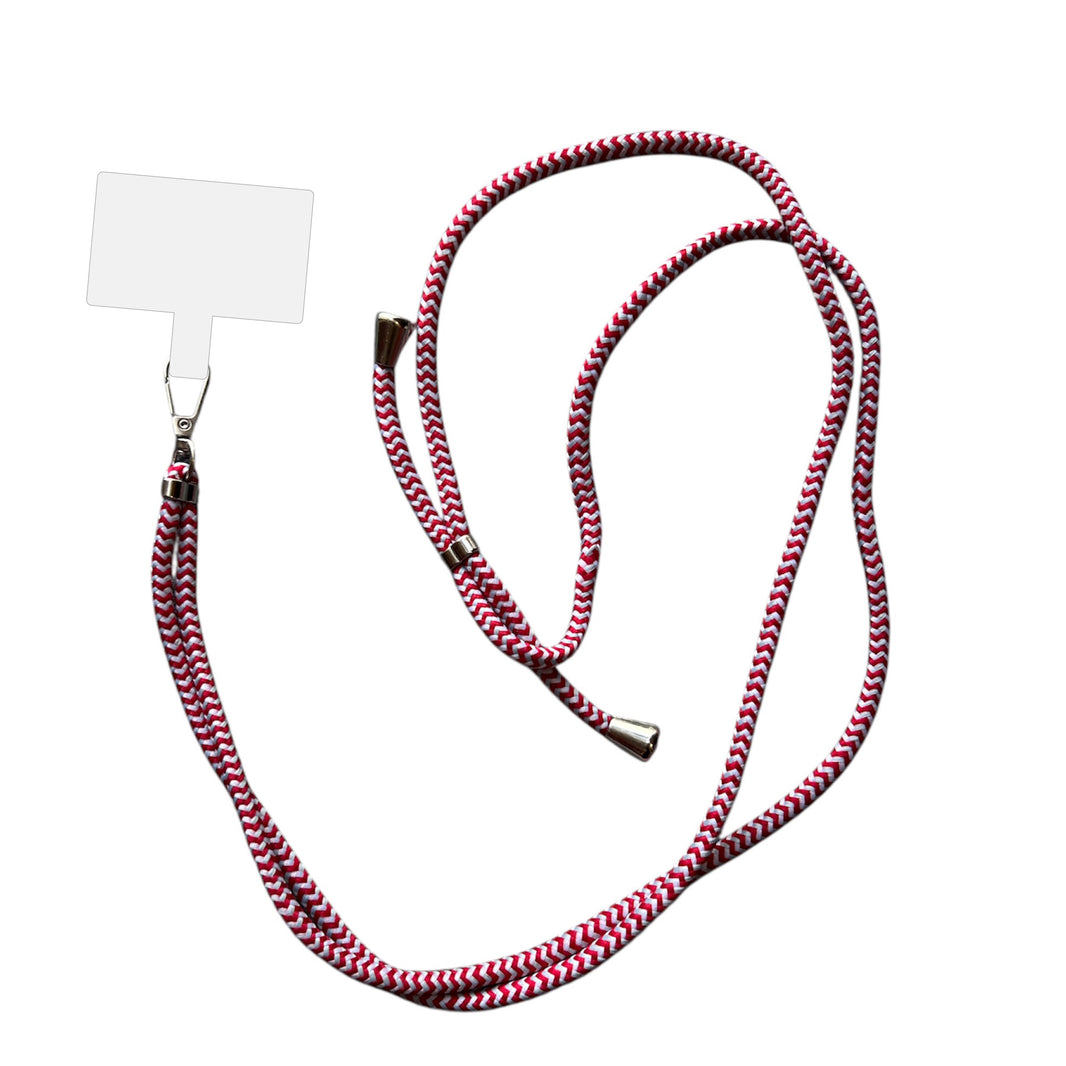 Smartphonica Telefoonkoord Universeel -
  verstelbaar afneembaar koord voor mobiele telefoon - 150 CM - Telefoonketting
  Rood Wit