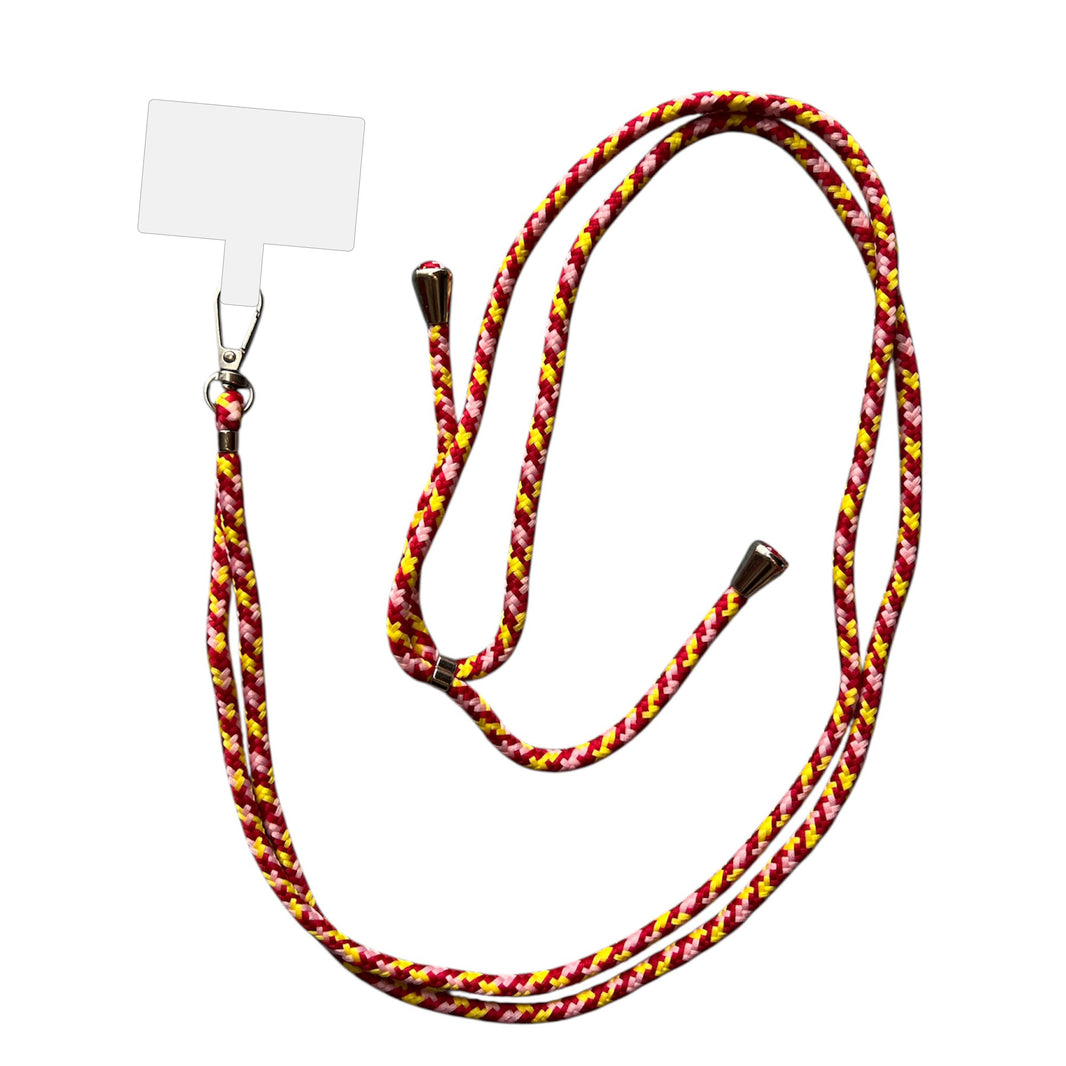 Smartphonica Telefoonkoord Universeel -
  verstelbaar afneembaar koord voor mobiele telefoon - 150 CM - Telefoonketting
  Rood Roze Geel