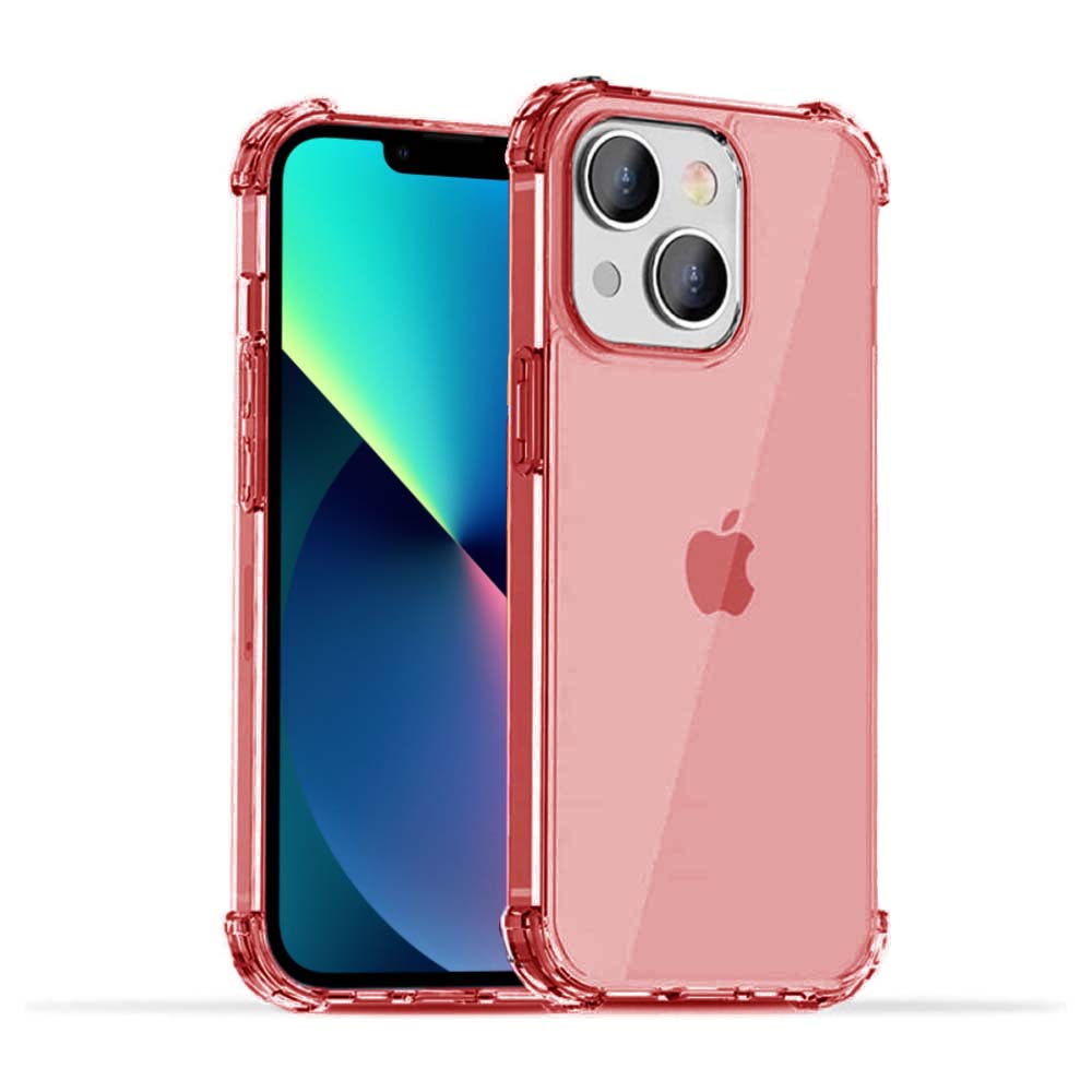 iPhone 13 transparant  shockproof siliconen hoesje met stootrand - Rood