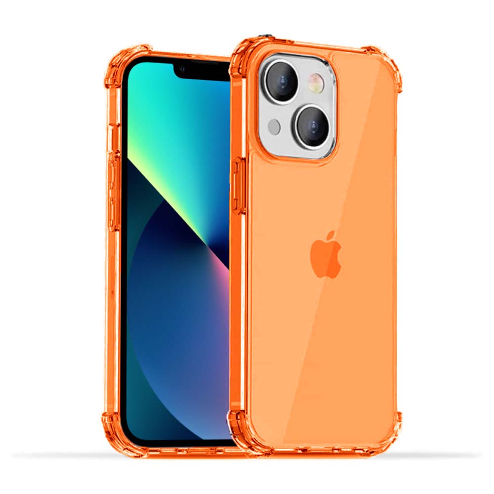 iPhone 13 Mini transparant  shockproof siliconen hoesje met stootrand - Oranje