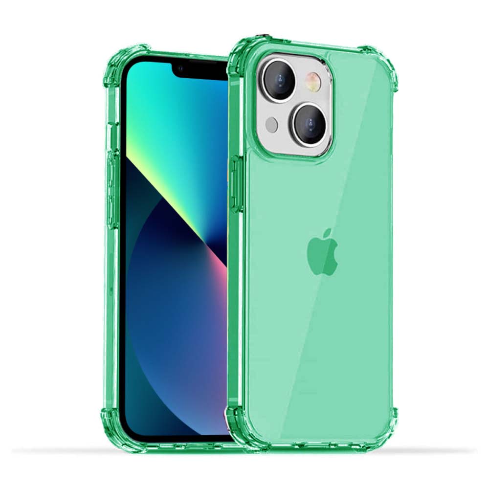 iPhone 13 transparant  shockproof siliconen hoesje met stootrand - Groen