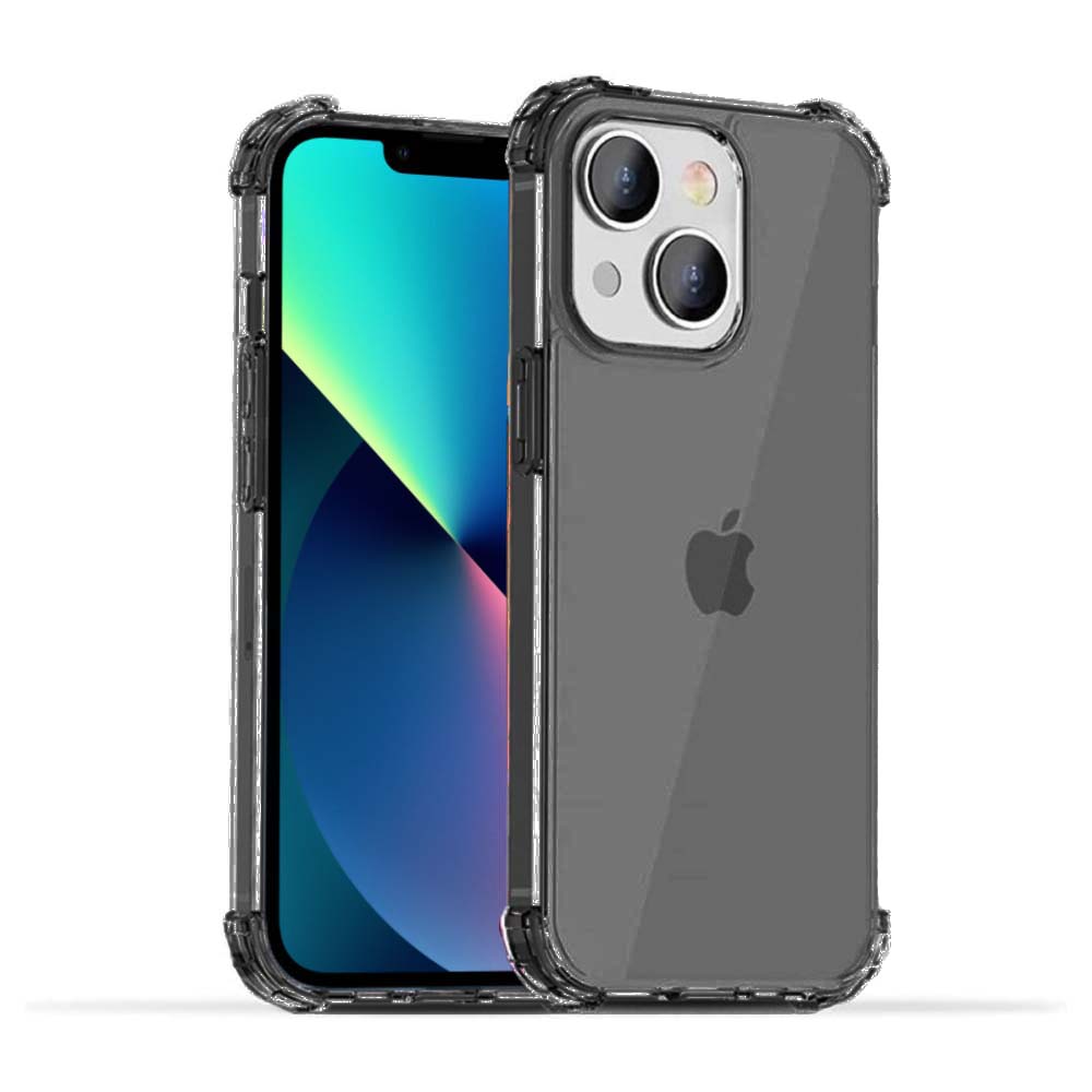 iPhone  13 transparant shockproof siliconen hoesje met stootrand - Zwart