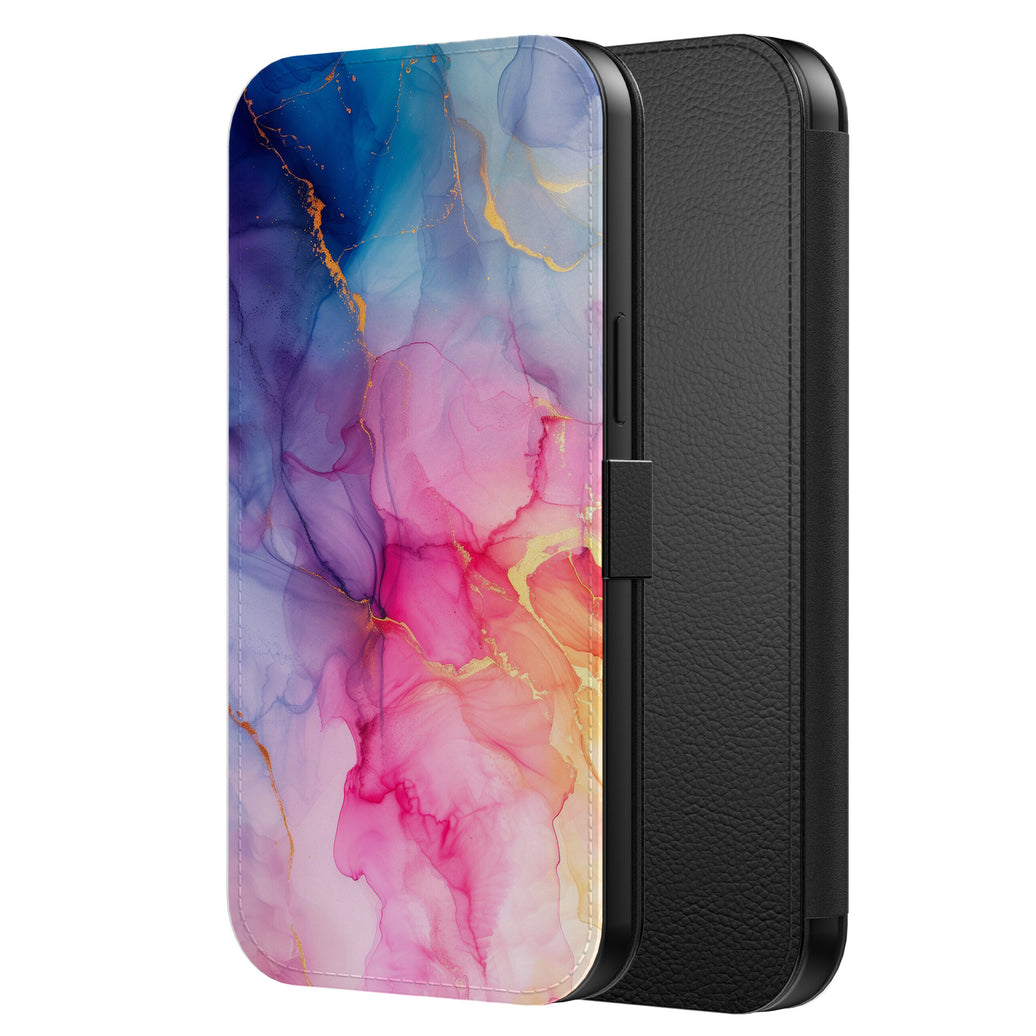 Telefoonhoesje Geschikt voor
  iPhone 11 Pro Max Kunstleren Bookcase Hoesje met Magnetisch Lipje en
  Pasjeshouder met Regenboog Marmer Opdruk