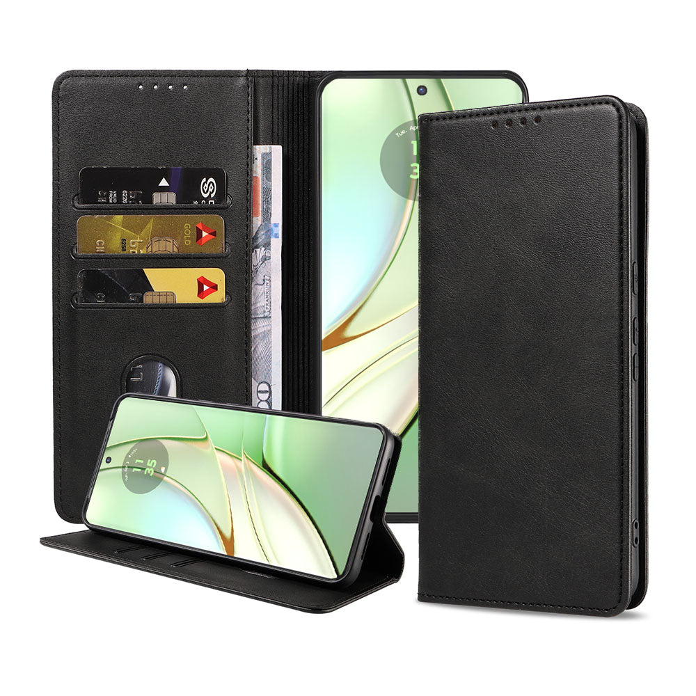Geschikt voor Motorola Edge 40
  Telefoonhoesje Kunstleer met Magnetische sluiting en Pasjeshouder Bookcase
  met Klepje - Walletcase with Cardslot - Zwart - Smartphonica