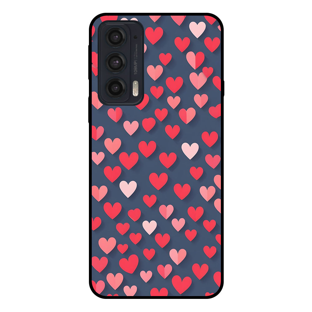 Telefoonhoesje Geschikt voor
  Motorola Edge 20 met Roze en Rode Hartjes Opdruk - TPU Backcover Case With
  Rosé and Red Heart Design