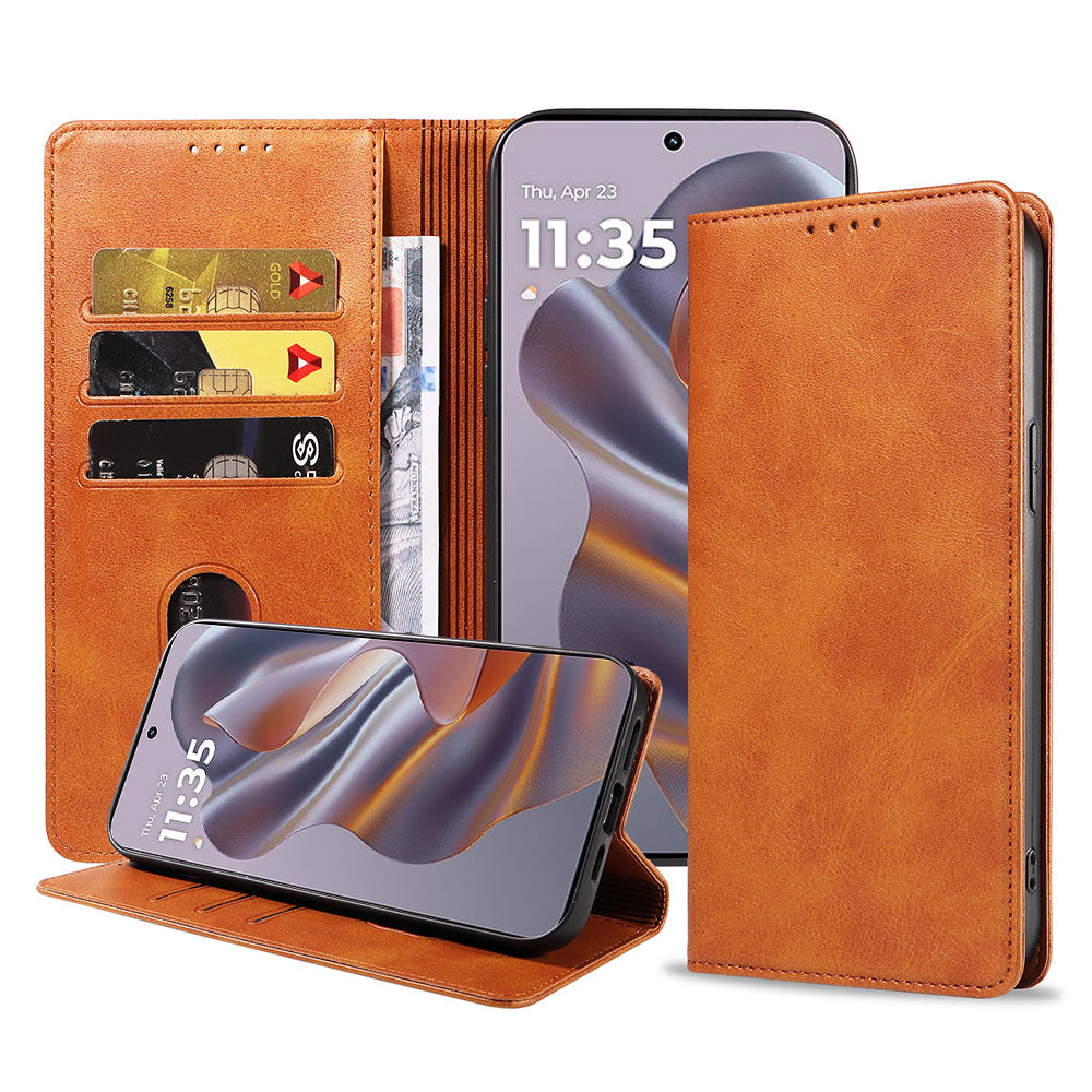 Geschikt voor Motorola Edge 50 Neo
  Telefoonhoesje Kunstleer met Magnetische sluiting en Pasjeshouder Bookcase
  met Klepje - Walletcase with Cardslot - Bruin - Smartphonica
