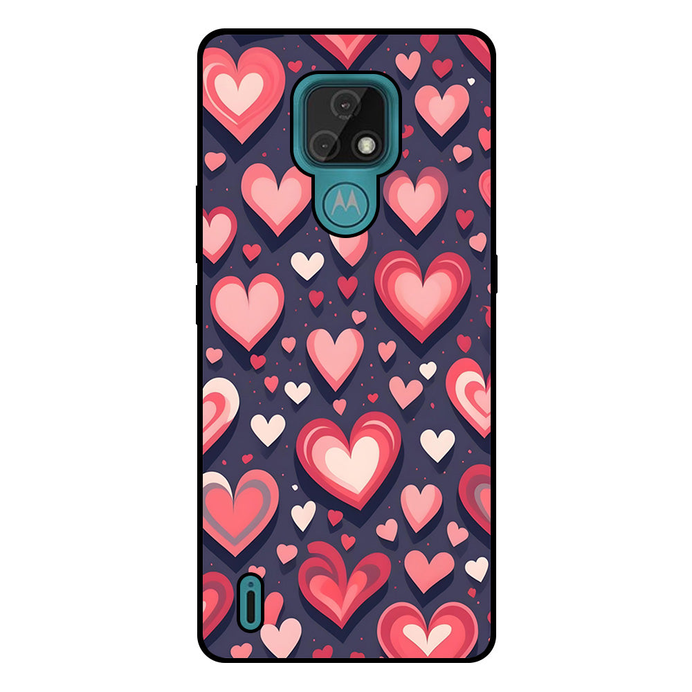 Telefoonhoesje Geschikt voor
  Motorola Moto E7 met Hartjes Opdruk - TPU Backcover Case With Heart Design