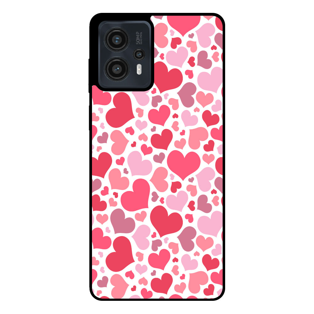 Telefoonhoesje Geschikt voor
  Motorola Moto G13 / G23 / G53 met Hartjes Print - Hearts Design TPU Backcover
  Case - Kinder Hoesje met Hartjes Design