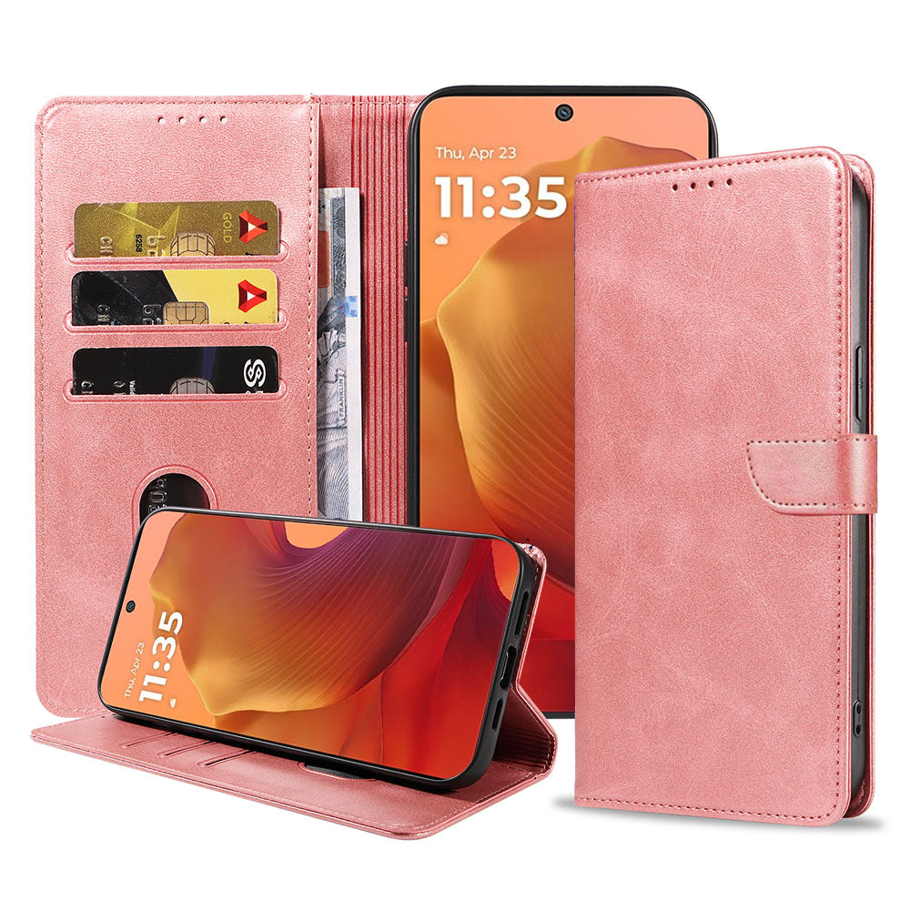 Geschikt voor Motorola Moto G15
  Telefoonhoesje Kunstleer met Magnetisch lipje en Pasjeshouder Book Case met
  Klepje - Walletcase with Cardslot - Rosé Goud - Smartphonica