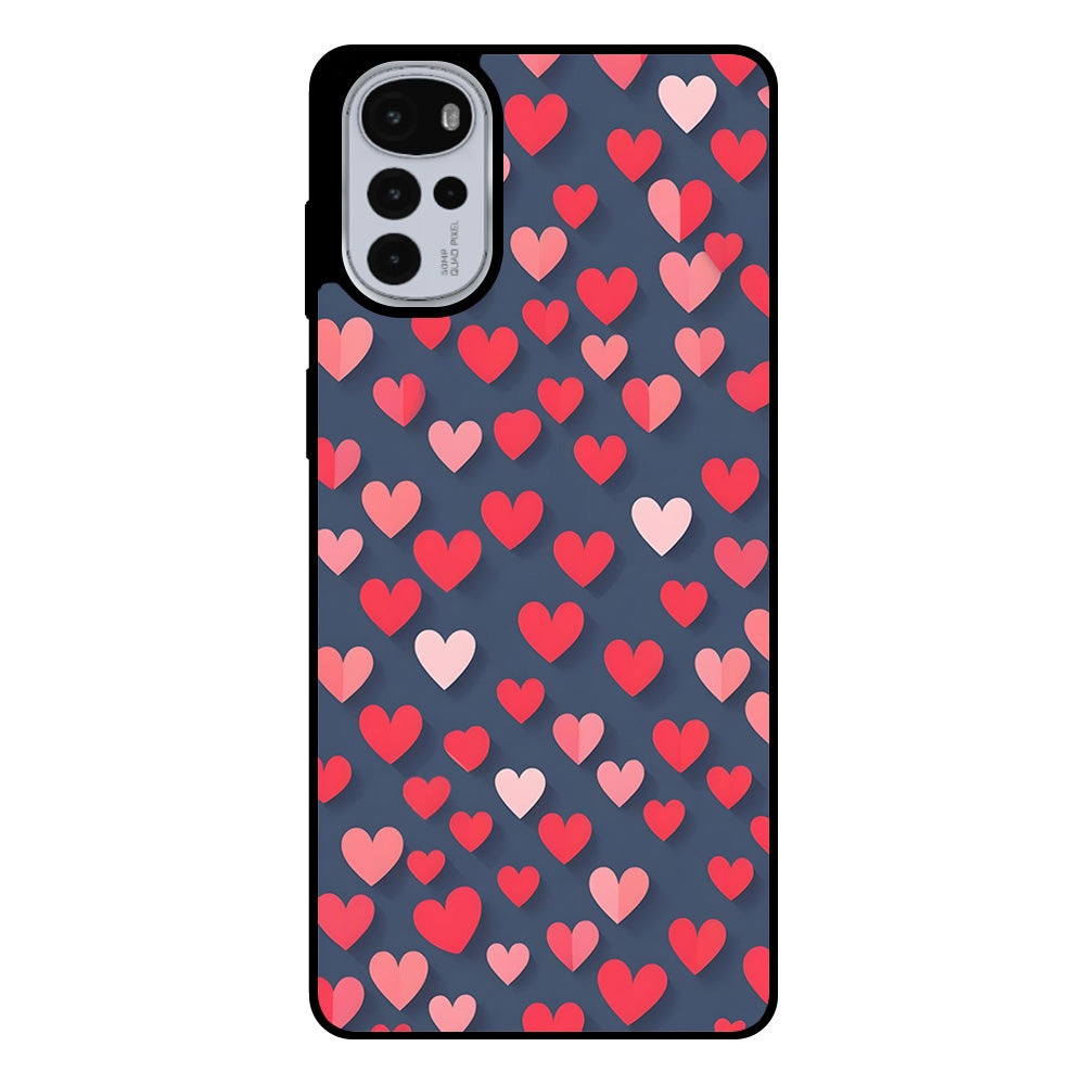 Telefoonhoesje Geschikt voor
  Motorola Moto G22 met Roze en Rode Hartjes Opdruk - TPU Backcover Case With
  Rosé and Red Heart Design