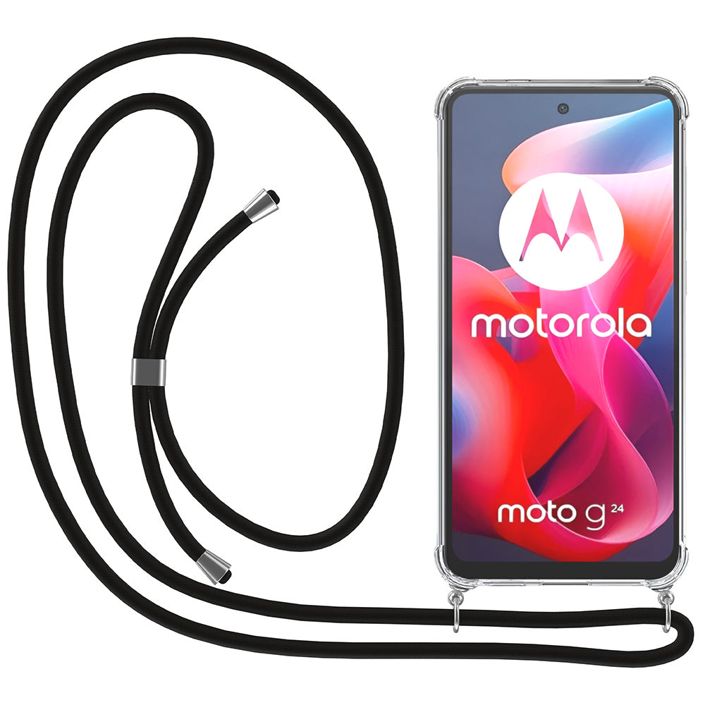 Telefoonhoesje Geschikt voor Motorola
  Moto G24 / G24 Power met Koord en Stootrand - Hoesje met Telefoonkoord - TPU
  Backcover Case Shockproof met Lanyard - Transparant