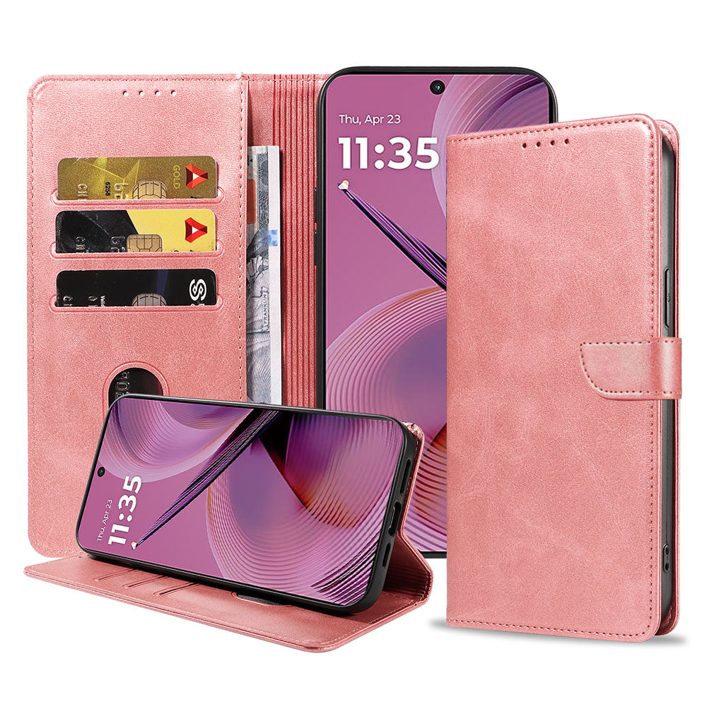 Geschikt voor Motorola Moto G55
  Telefoonhoesje Kunstleer met Magnetisch lipje en Pasjeshouder Book Case met
  Klepje - Walletcase with Cardslot - Rosé Goud - Smartphonica