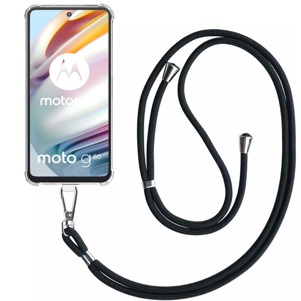 Telefoonhoesje Geschikt voor Motorola
  Moto G60 Transparant ShockProof met Afneembaar Universeel Telefoonkoord -
  Cover Case Siliconen ShockProof with Lanyard - Smartphonica