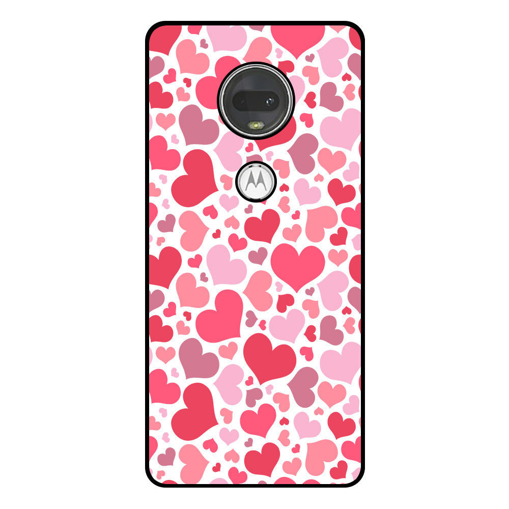 Telefoonhoesje Geschikt voor
  Motorola Moto G7 met Hartjes Print - Hearts Design TPU Backcover Case -
  Kinder Hoesje met Hartjes Design